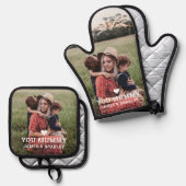 可愛いハート愛YOU MUMMY写真母の日 鍋つかみ&鍋敷きセット (正面/裏面)