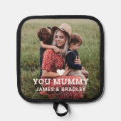 可愛いハート愛YOU MUMMY写真母の日 鍋敷き (正面)