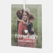 可愛いハート愛You Mummy Mother's Day写真 ガラスオーナメント (正面左)