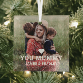 可愛いハート愛You Mummy Mother's Day写真 ガラスオーナメント