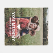 可愛いハート愛YOU MUMMY Mother's Day写真 フリースブランケット (正面(横))