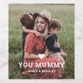 可愛いハート愛You Mummy Mother's Day写真 ワインラベル (シングルラベル)