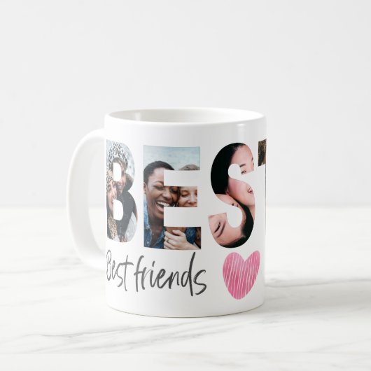 可愛いハート数々のコーヒーマグでベスティーBFF写真 コーヒーマグカップ (正面左)