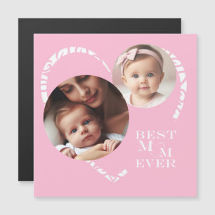 可愛いハート最高の写真、ピンク&ホワイトの「Mom Ever」