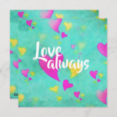 可愛いハート柄の愛いつもバレンタイン シーズンカード (正面/裏面)