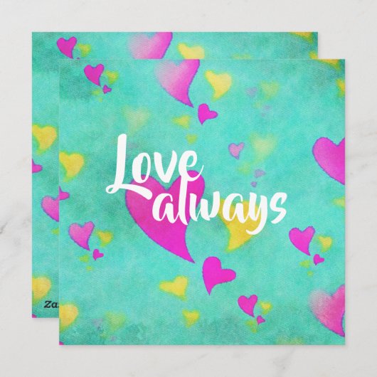 可愛いハート柄の愛いつもバレンタイン シーズンカード (正面/裏面)