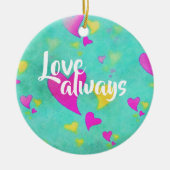 可愛いハート柄の愛いつもバレンタイン セラミックオーナメント (正面)