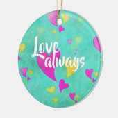 可愛いハート柄の愛いつもバレンタイン セラミックオーナメント (左)