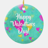 可愛いハート柄の愛いつもバレンタイン セラミックオーナメント (裏面)