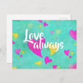 可愛いハート柄の愛いつもバレンタイン ポストカード (正面/裏面)