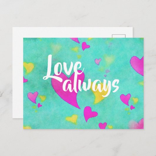 可愛いハート柄の愛いつもバレンタイン ポストカード (正面/裏面)