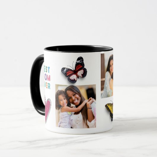 可愛いハート蝶最高のお母さん今まで写真 マグカップ (正面左)
