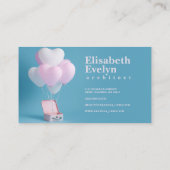 可愛いハート風船を入れた組曲 名刺 (裏面)