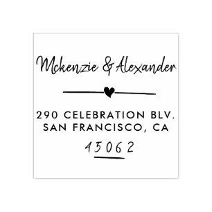 可愛いハート&ハンドネーム書差出人住所 ラバースタンプ