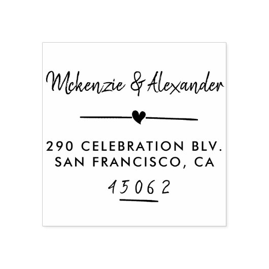 可愛いハート&ハンドネーム書差出人住所 ラバースタンプ (インプリント)