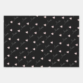 可愛いハート&ラブスクリプトバレンタインデー金ゴールドピンク ラッピングペーパーシート (正面)