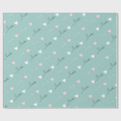 可愛いハート&ラブスクリプトヴァレンティーンズデイアクアブルー ラッピングペーパー (フラット)