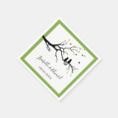 可愛いハート「愛する猫」がツリーグリーン結婚ズ スタンダードカクテルナプキン (角)