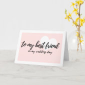 可愛いハート「最高の私の結婚式の日に友達に」 カード (黄色い花)