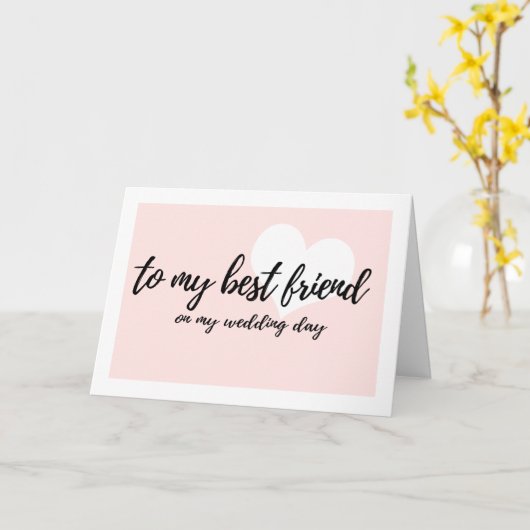 可愛いハート「最高の私の結婚式の日に友達に」 カード (黄色い花)