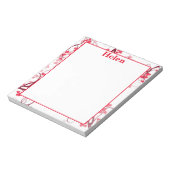 可愛いハート 赤と白 ノートパッド (回転)