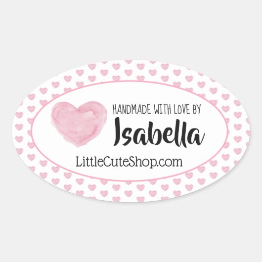 可愛いハートN'Loveスタンプ 楕円形シール (正面)