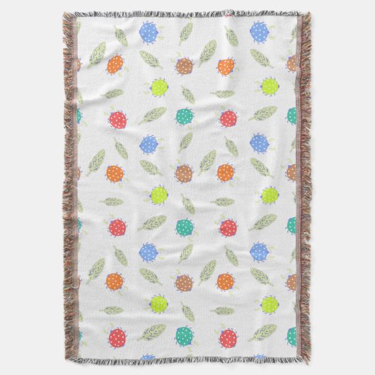 可愛いバグと離れシームレスパターン スローブランケット (正面縦)