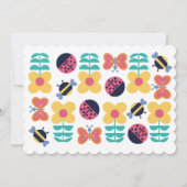 可愛いバグガーデン忙しいBee三番目の誕生日パーティーの写真 招待状 (裏面)