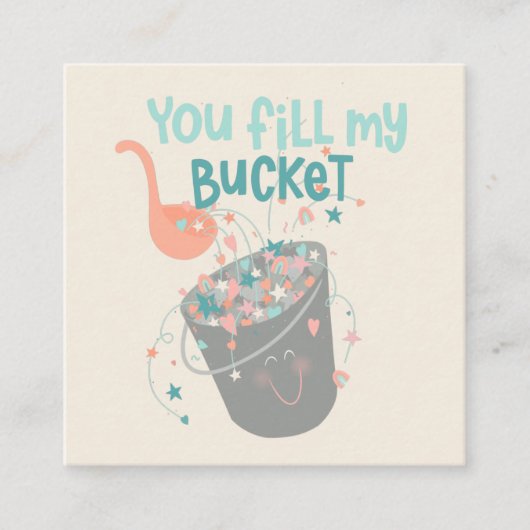 可愛いバケットフィラーキッズのデザイン スクエア名刺 (正面)