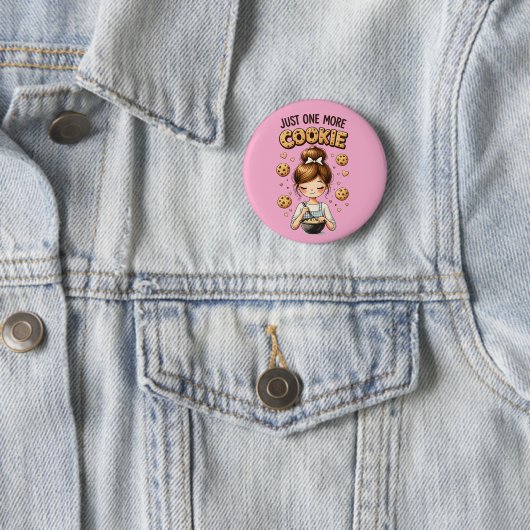 可愛いバケツガールが「もう一個だけクッキー」 缶バッジ (インサイチュ)
