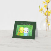 可愛いバジスパラケートカップルの親睦の記念日 カード (黄色い花)