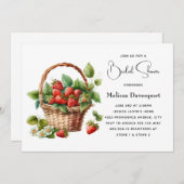 可愛いバスケットいっぱいのイチゴブライダルシャワー 招待状 (正面/裏面)