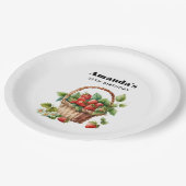 可愛いバスケットいっぱいのイチゴ誕生日 ペーパープレート (アングル)