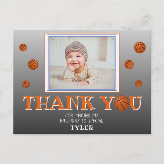 可愛いバスケットボールチョークボード写真ありがとう ポストカード (正面)