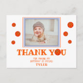 可愛いバスケットボール誕生日ありがとうフォトカード インビテーションポストカード (正面)