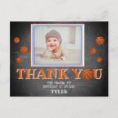 可愛いバスケットボール誕生日ありがとうフォトカード インビテーションポストカード (正面)