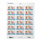 可愛いバスケットボール選手の赤いバスケットボールジャージー ラベル (フルシート)