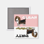 可愛いバスセットハウンドクリーン汚れ食洗機磁石 マグネット (正面/裏面)