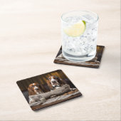 可愛いバセット読ハウンズ新聞 スクエアペーパーコースター (インサイチュ)