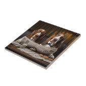 可愛いバセット読ハウンズ新聞 タイル (側面)