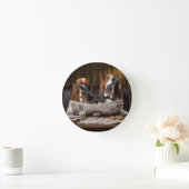 可愛いバセット読ハウンズ新聞 ラウンド壁時計 (ホーム)