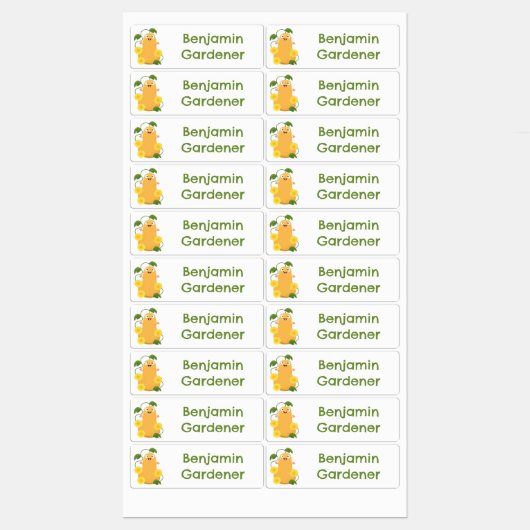 可愛いバターナットカボチャの瓢箪のパーソナライズされた漫画 ラベル (シート)