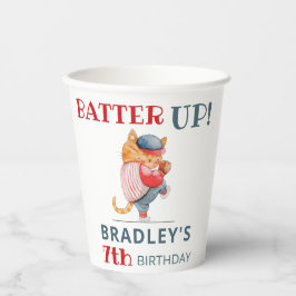 可愛いバッターアップ！ボーイズ野球スポーツファン誕生日 紙コップ