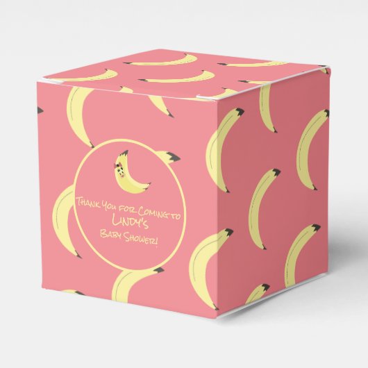 可愛いバナナバンチガール赤ちゃんシャワーパターン フェイバーボックス (正面サイド)