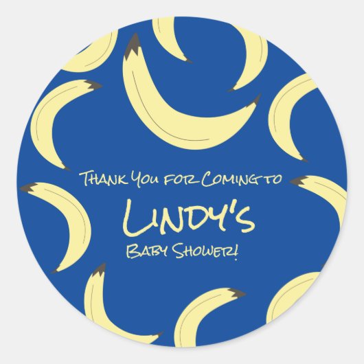 可愛いバナナバンチ赤ちゃんシャワーパターン ラウンドシール (正面)