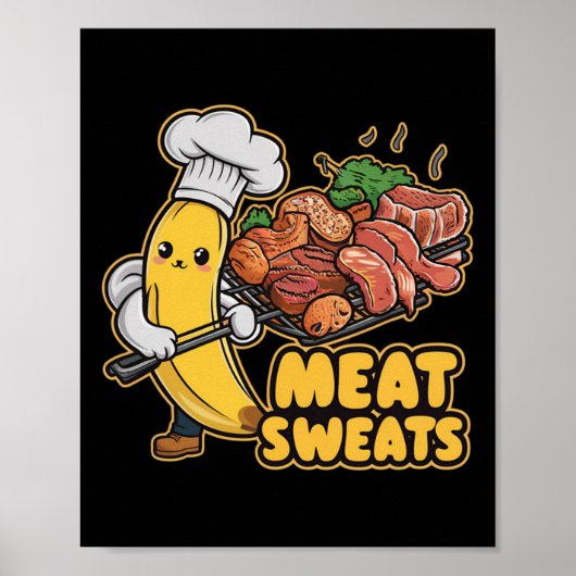 可愛いバナナBBQ Tシャツ肉汗 ポスター (正面)