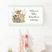 可愛いバナーサファリ動物の赤ちゃんシャワーパーティー 横断幕 (インサイチュ)