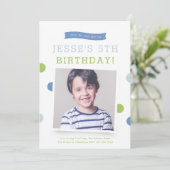 可愛いバナーPok a Dot Boysの写真の誕生日パーティー 招待状 (スタンド正面)