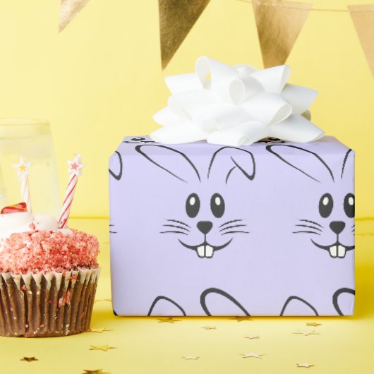 可愛いバニーが紫 ラッピングペーパー (誕生日パーティー)