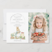 可愛いバニーとイチゴ誕生日 招待状 (正面)